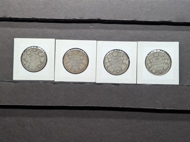 (4) 1910 Silver Canadian Half Dollars  92.5 % Silver