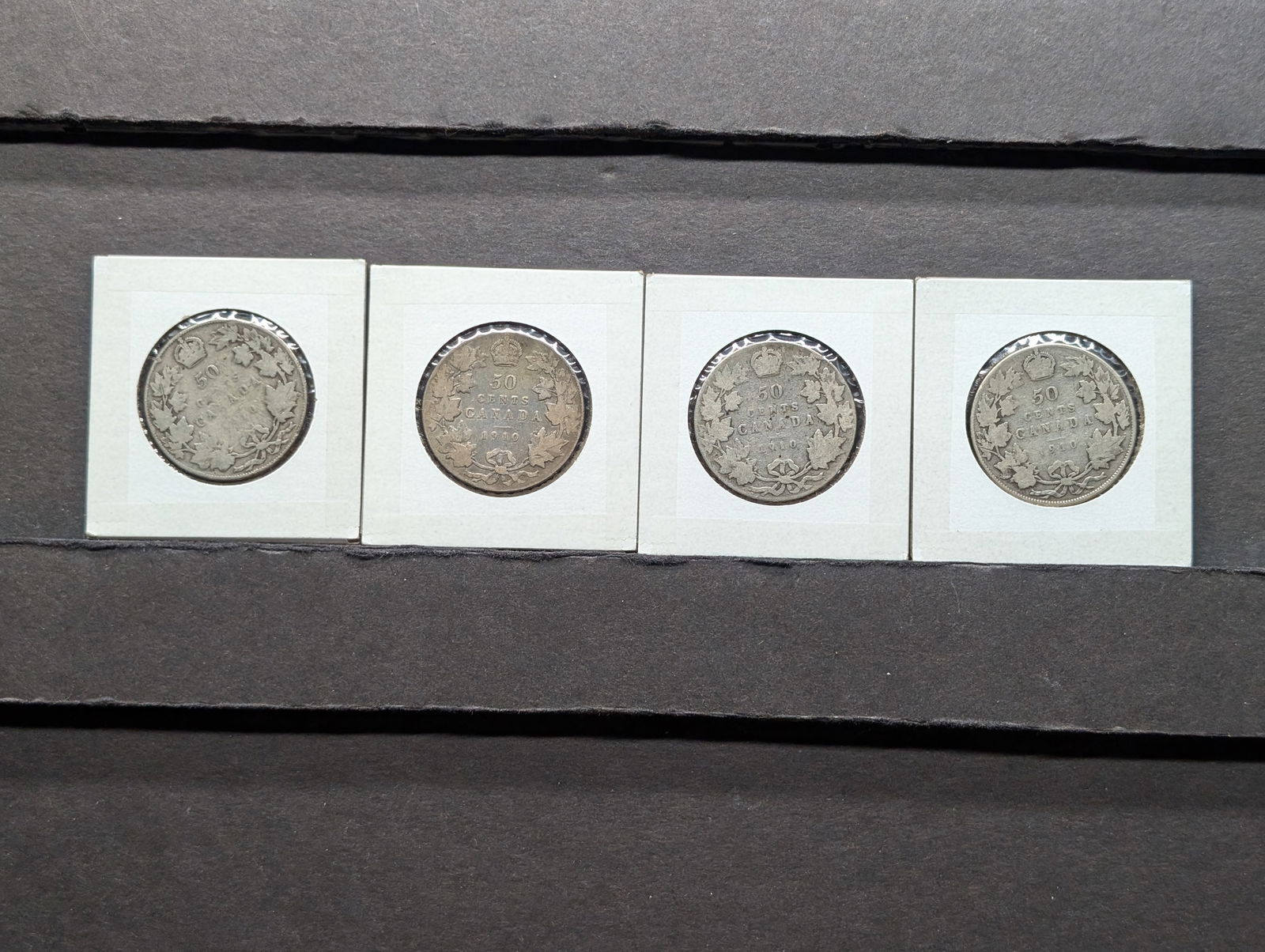(4) 1910 Silver Canadian Half Dollars  92.5 % Silver (1 of 6)