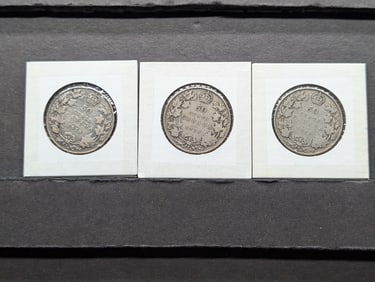 (3) 1918 Silver Canadian Half Dollars   92.5% Silver