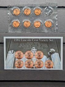 1982 Lincoln Cent Variety Set in UNC Red Condition