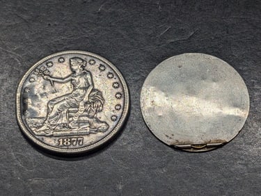 (2) Trade Dollar Tokens   Not Silver  Very Light Copy