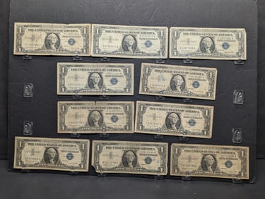 (2) 1957-A, (8) 1957-B Series $1.00 Silver Certificates