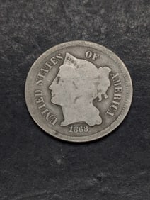 **VG** 1868 Three Cent Nickel