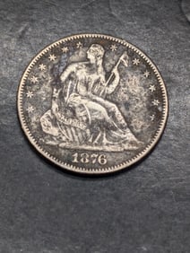 **VF DETAILS** 1876 w/ Motto Seated Liberty Half Dollar
