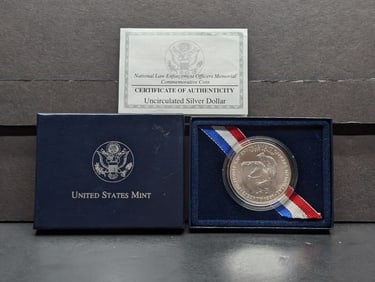 1997-P UNC Law Enforcement Officers Commem Silver Dollar in OGP w/ COA