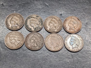 Lot of 8 Various Dated High Grade Indian Head Cents