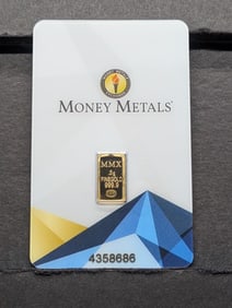 1/2 Gram Money Metals Exchange .9999 FINE GOLD Bar