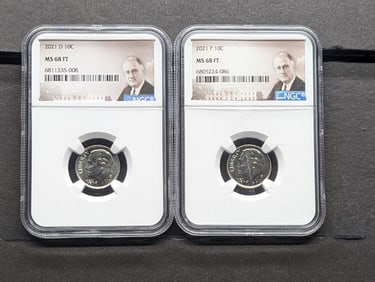 2021-P&D Roosevelt Dime - NGC MS68 FT (2 PCS)