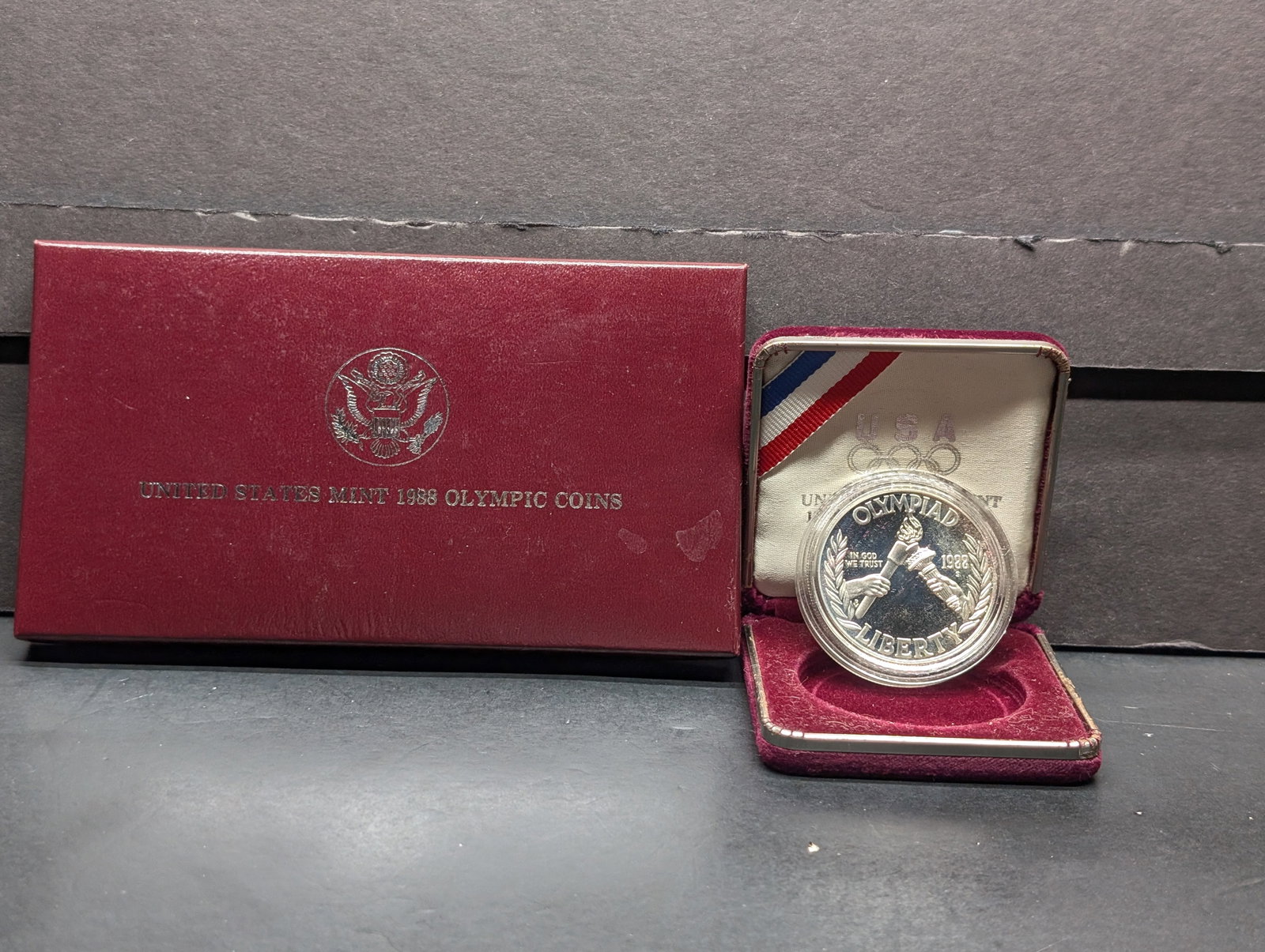 1988-S PROOF Olympic & Liberty Torches Commem Silver Dollar in OGP (1 of 3)