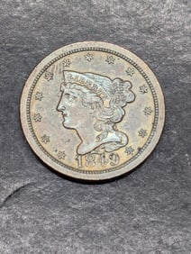 1849 Braided Hair Half Cent - Brilliant Detail - Beautiful Color!