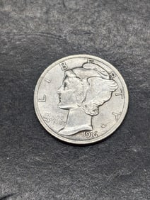 **XF/AU - GREAT DEATILS - 1st Year of Issue** 1916 Mercury Silver Dime