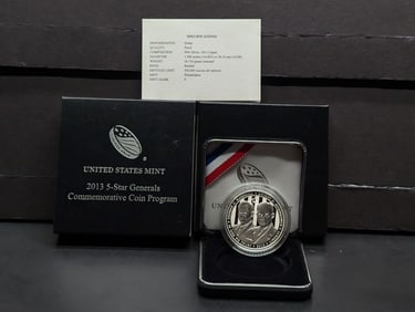 2013-P PROOF 5-Star Generals Commem Silver Dollar in OGP w/ COA
