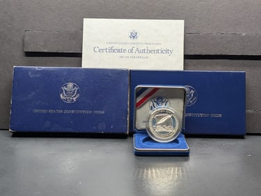 1987-S PROOF Constitution Commem Silver Dollar in OGP w/ COA