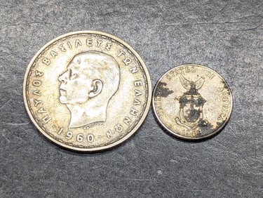 1960 Greece 20 Silver Drachmai & 1944-D Philippines 10 Silver Centavos