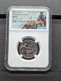 2021-D Crossing the Delaware Quarter - NGC MS67