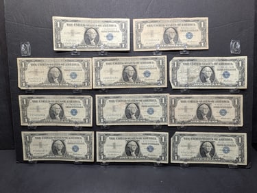 Lot of Eleven 1957 Series $1.00 Silver Certificates Includes Star Note