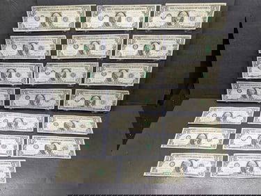 Lot of Twenty 1963 B Series $1.00 Joseph W. Barr Notes
