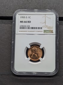 1955-S Lincoln Wheat Cent - NGC MS66 RD