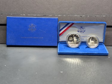 1986-S PROOF Statue of Liberty Commem 2-Coin Set in OGP