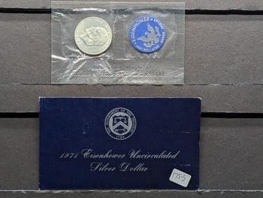 1971-S UNC Eisenhower Dollar in Blue Envelope 40% Silver