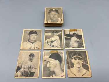 1948 Bowman Baseball Near Complete 34 Card Partial Set W/ Musial RC, Kiner RC, Spahn RC, Rizzuto RC,