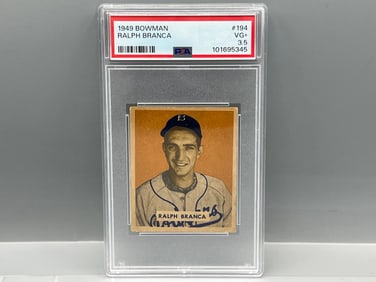 1949 Bowman Ralph Branca High Number RC #194 PSA VG+ 3.5