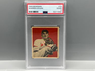 1949 Bowman Warren Spahn 2nd Year #33 PSA Good 2