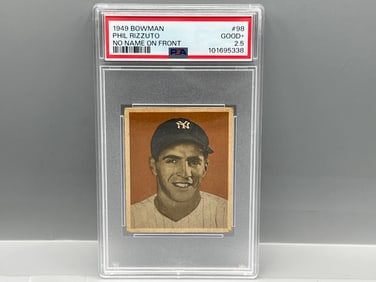 1949 Bowman Phil Rizzuto No Name On Front #98 PSA Good+ 2.5
