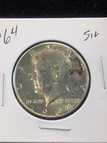 1964 Kennedy Half Dollar, 90% Silver UNC.