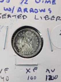 1853 Seated Liberty Half Dime w/ arrows