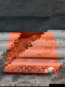 1970 P, 1972 D, 1977P, 1988 P, Rolls Memorial Pennies RED