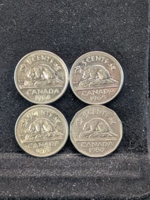 1950, 1963, 1965, 1968 Canadian Nickels