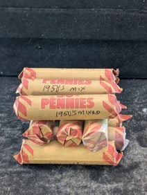 (10) Rolls of Lincoln Cents 1950's Mixed Dates