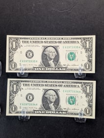 2-1985 Gem Crisp Unc. Green Seal $1 FRN. Consecutive