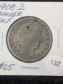 1908-D Barber Half Dollar
