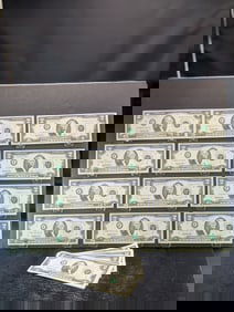 37- CONSECUTIVE 1995 Green Seal $2 Notes. Gem Unc.