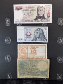 4 World Bank Notes, Argentina, France, Others