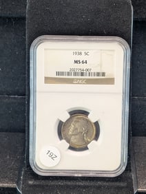 1938 MS64 Jefferson Nickel, (Graded by NGC)
