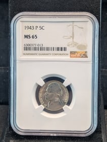1943-P Jefferson Nickel Graded NGC MS 65