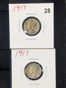 (2) 1917 Mercury Dimes