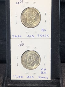 1943 S & 1957 Australian Shillings, BU.
