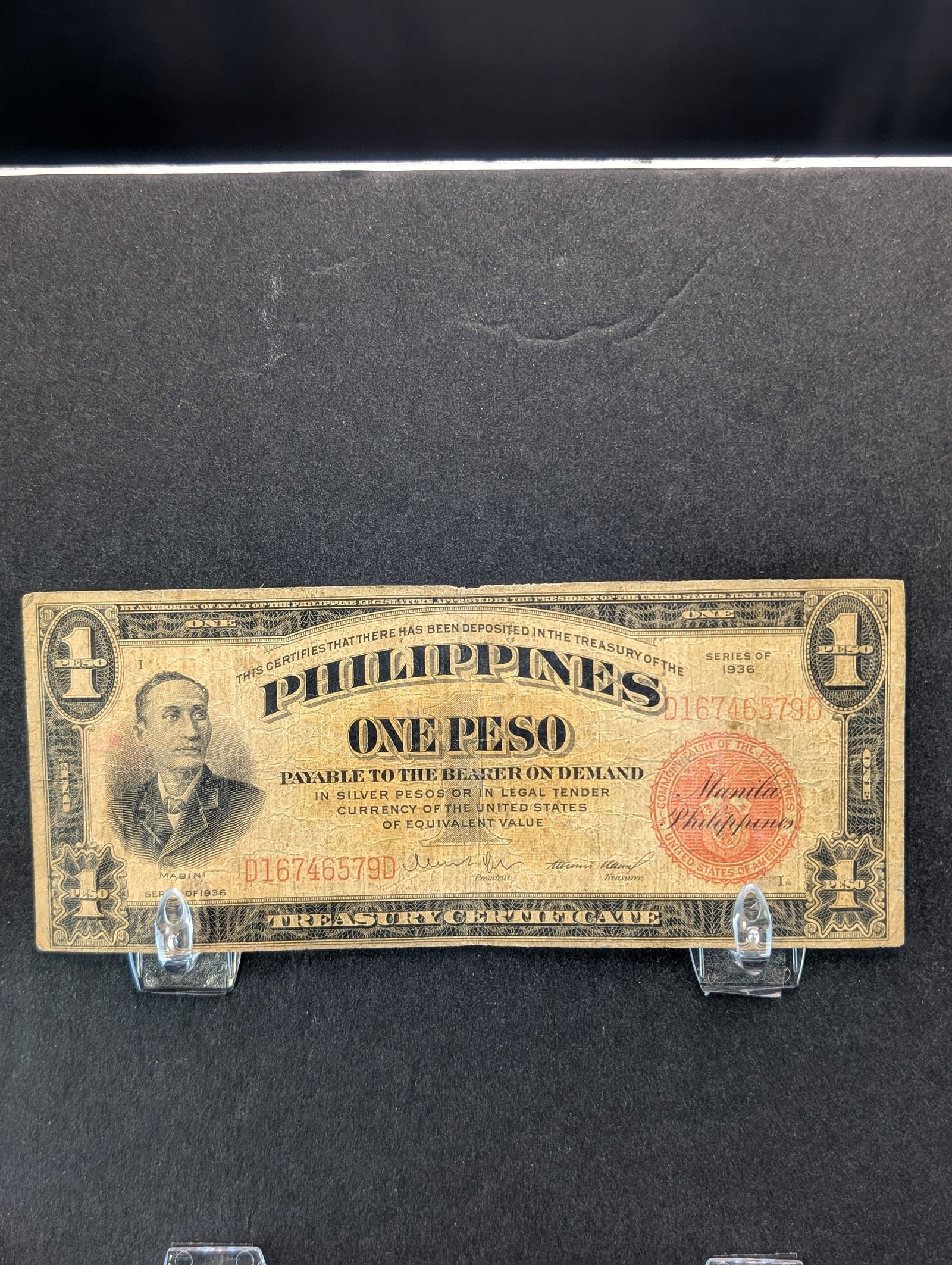 1936 Philippines One Peso Note (1 of 2)