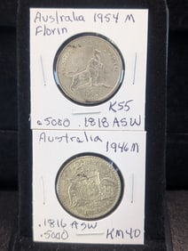 1946 & 1954 Australian Florins