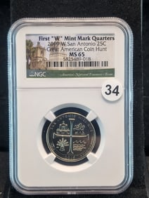 2019 W San Antonio 1st W Mint Mark Quarters MS 65 by NGC