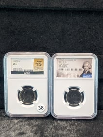 1997 P Jefferson Nickel SP69 by NGC and 2021 D Jefferson Nickel MS 68 6FS by NGC