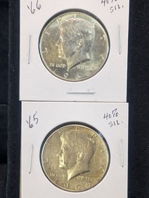 1965 & 1966 Kennedy Half Dollars, 40% Silver UNC.