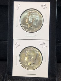 1965 & 1966 Kennedy Half Dollars, 40% Silver UNC.