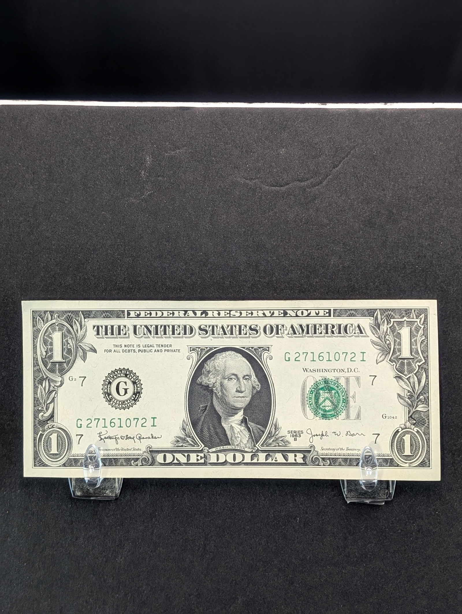 1963B Joseph Bar Federal Reserve Note: 1963B Joseph Bar Federal Reserve Note