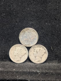 1926 P,D,S Mercury Dimes. 90% Silver