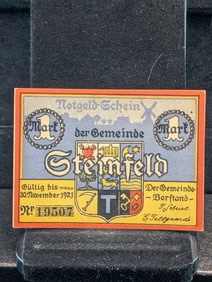 1921 German 1 Mark Currency, Crisp-UNC (Notgeld, No. 19507), 104 Years Old!